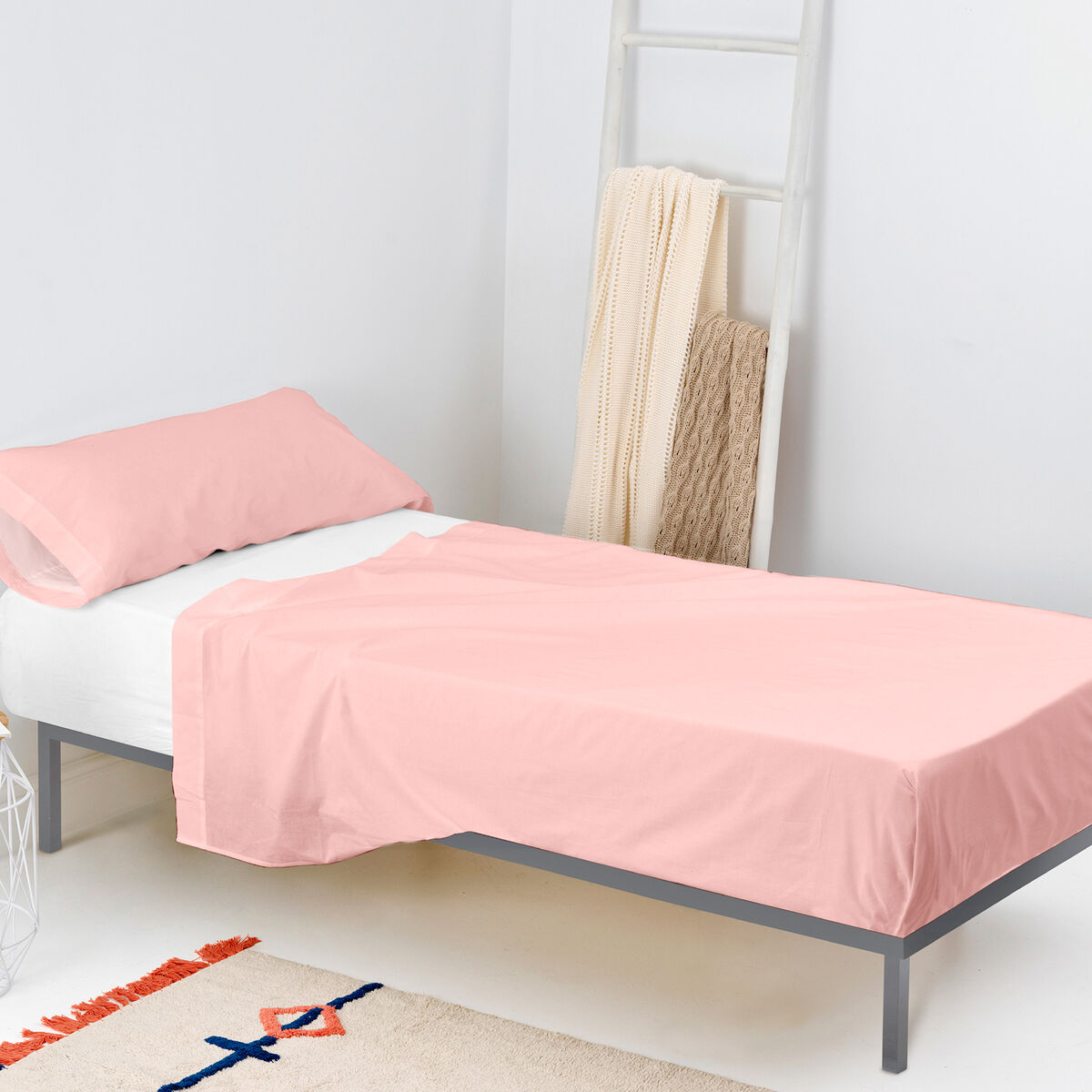 Set de foi HappyFriday BASIC KIDS Roz deschis Pat 80/90 2 Piese